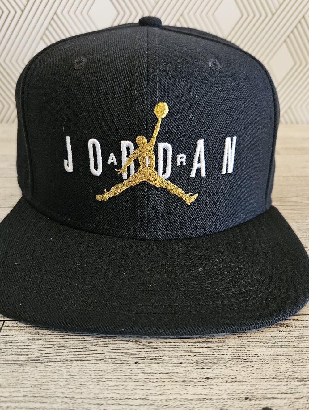 Air Jordan Jumpman Black Hat W/ Gold Logo Flat Bill NBA Michael Jordan One Size